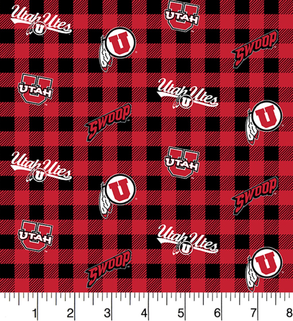Sykel Enterprises-University of Utah Cotton Fabric-Utah Utes Buffalo Plaid Cotton Quilting Fabric